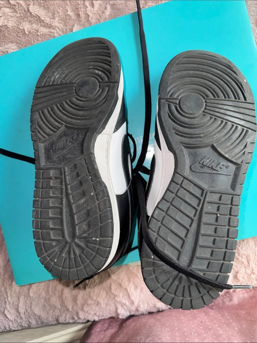Nike Black and White Low-Top Sneakers with Cream Tongues